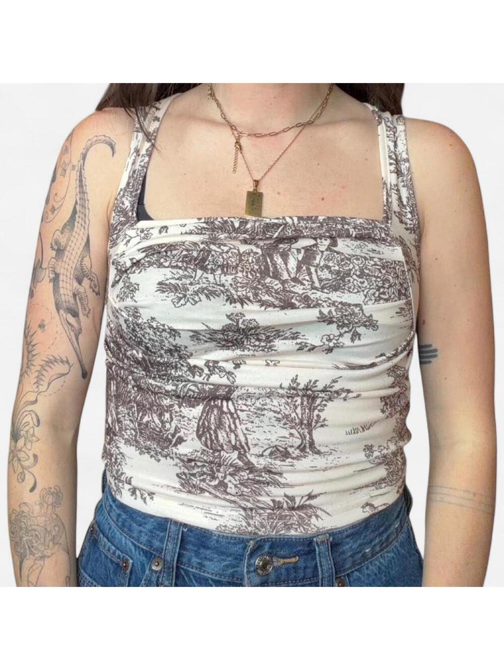 Cider white and brown cropped tank top